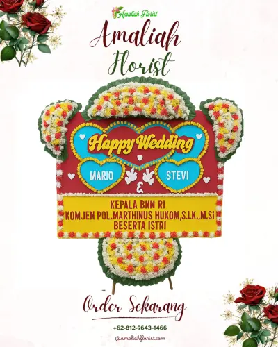 Karangan Papan Bunga Pernikahan di Mallusetasi